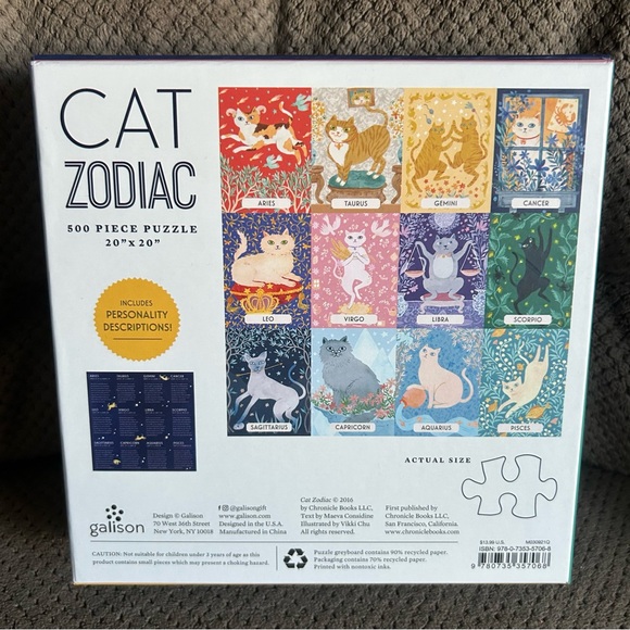 Cat Zodiac 500 Piece Jigsaw Puzzle from Galison - Picture 5 of 5